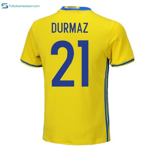 Camiseta Sweden 1ª Durmaz 2018 Amarillo